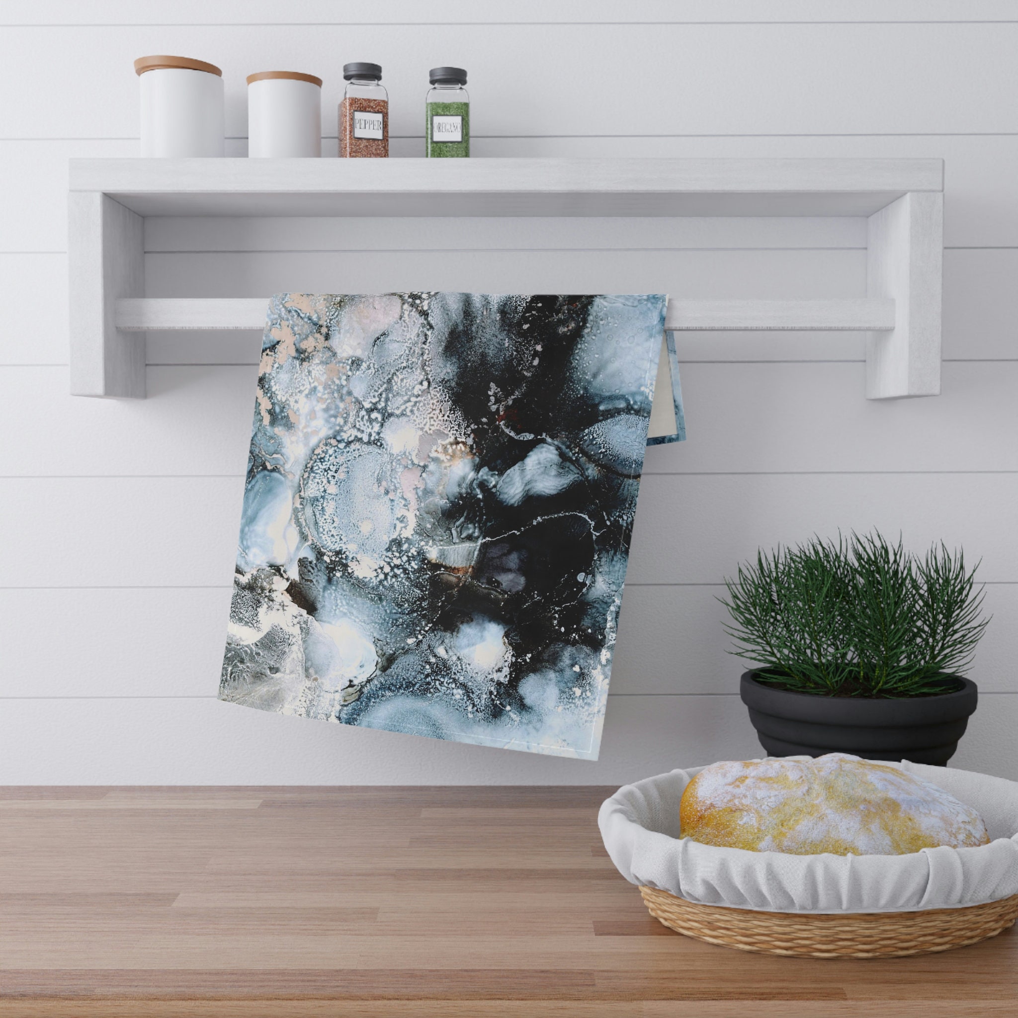 Black White Kitchen Towel Black White Tea Towel Black White - Etsy