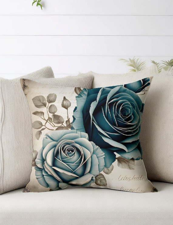 Teal floral pillows hotsell