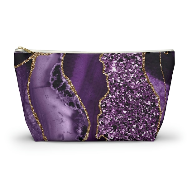 Purple Agate Accessory Pouch, Purple Makeup Bag, Purple Cosmetics Bag, Agate Makeup Bag, Agate Cosmetics Bag, Glam Makeup Bag