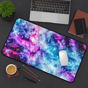 Galaxy Desk Mat, Turquoise Desk Mat, Purple Desk Mat, Space Desk Mat, Stars Desk Mat, Sky Desk Mat, Nebula Desk Mat image 1