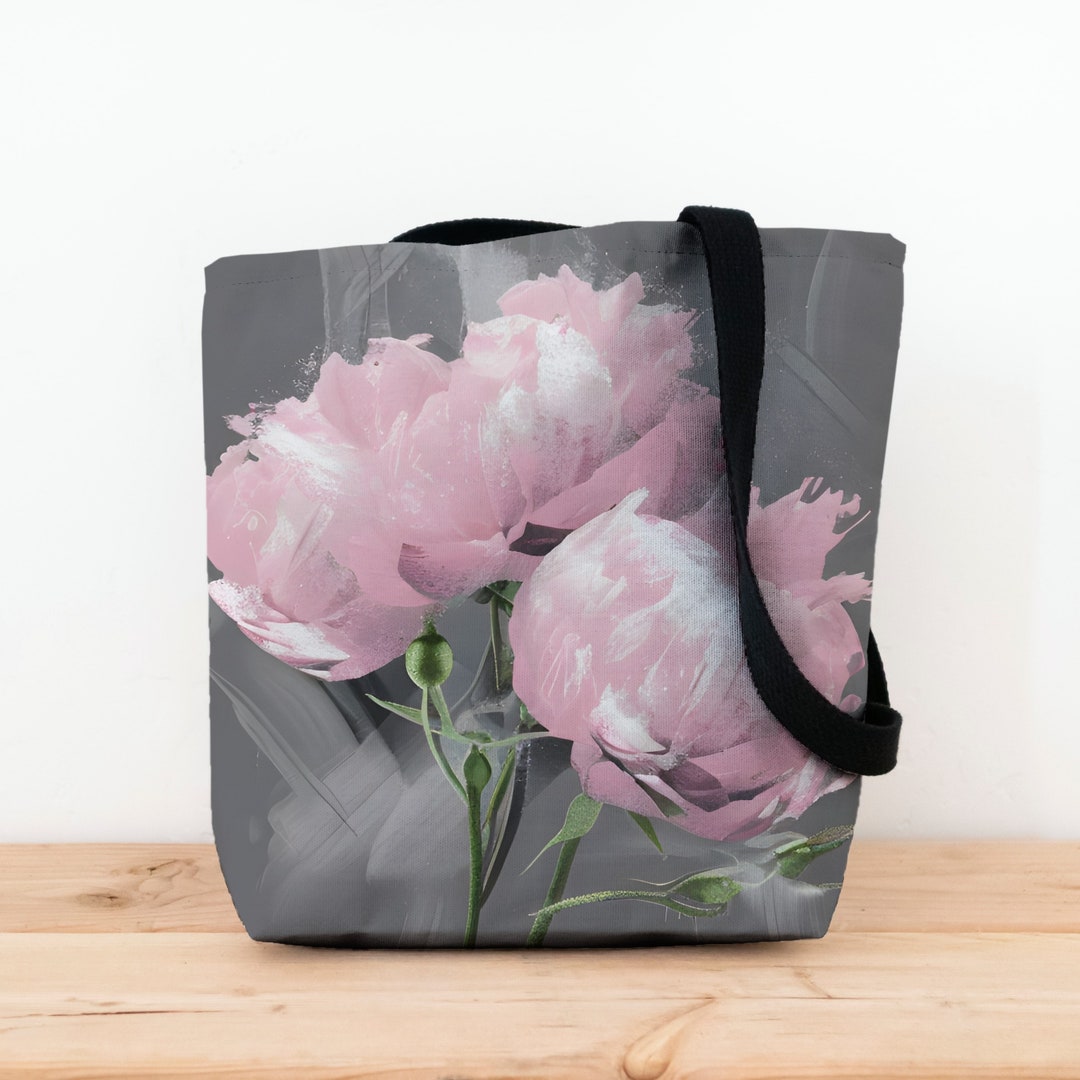 Pink Peonies Tote Bag, Original Art Oil Painting Floral Flower Flowers ...