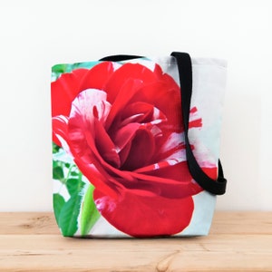 Red Rose Photo Tote Bag, 'Imagine Red' Original Art Macro Photography Roses Floral Flower Flowers, Everything Shopping Shoulder Tote Bag