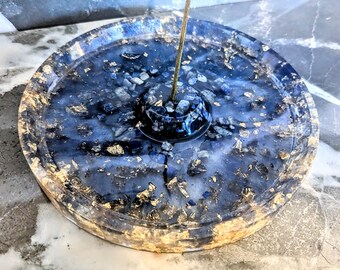 Huge Resin Lapis Incense Holder, Gemstone Lapis Lazuli Incense Burner, Large Blue Incense Holder, Gift Idea, Gifts Under 30, Yoga Lover Gift