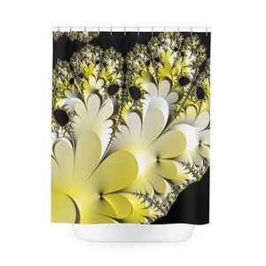Duschvorhang, Duschvorhang, Gelbe Dusche, Blumendusche, Florale Dusche, Daisy Shower Curtain, Fraktale Dusche, Hübsche Dusche