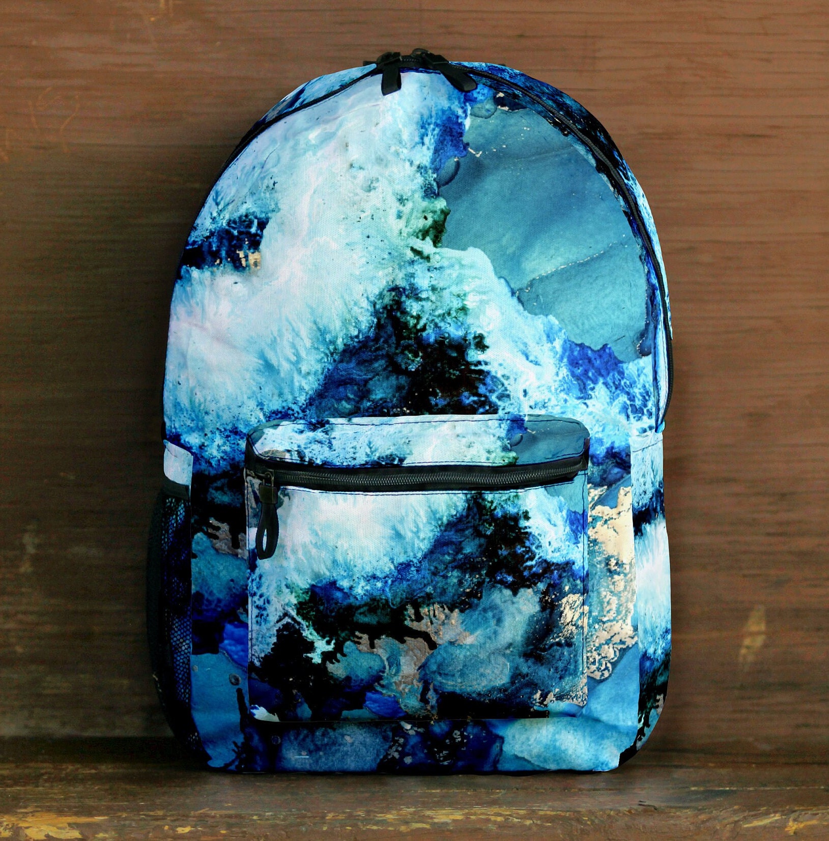 Blue Abstract Art Backpack, Marble Book Bag, Alcohol Ink Yoga Bag, Laptop Bag, Gym Bag, Back to School, College Backpack, Art Lover