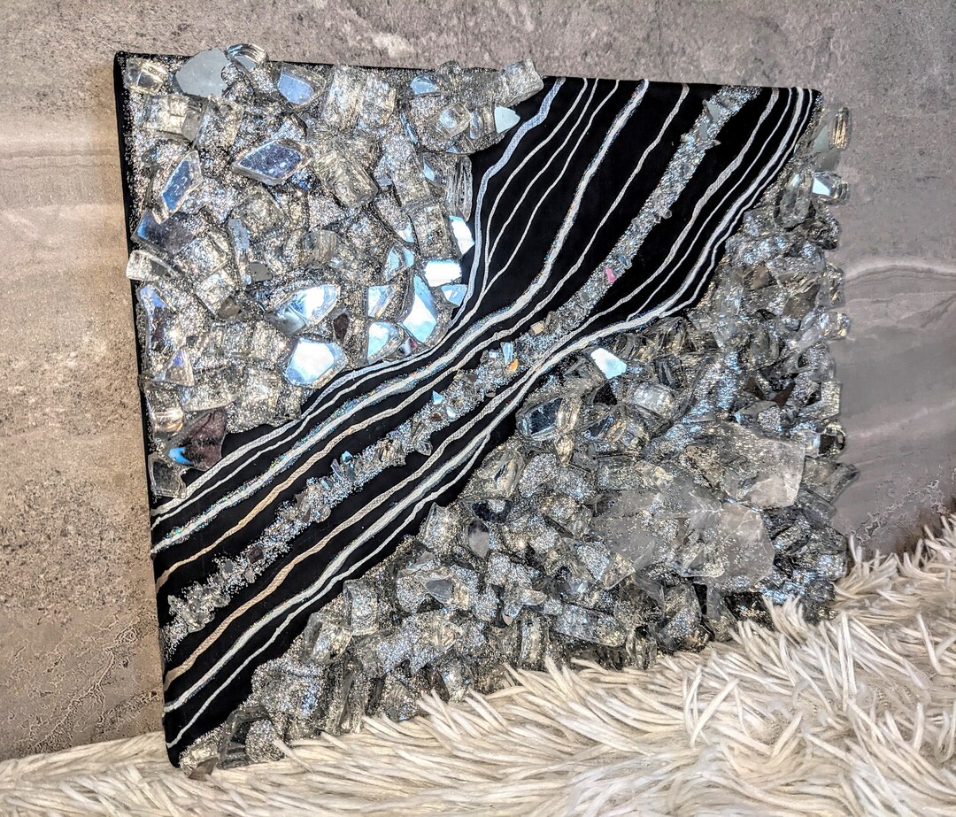 Mini Geode Art Desk and Shelf Decor Small Black Agate Etsy