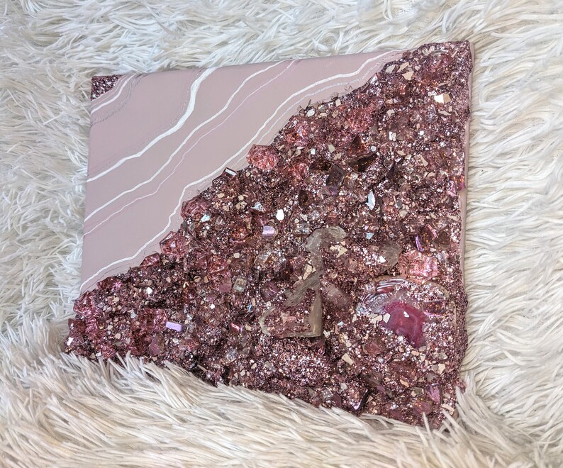 Mini Geode Art Desk and Shelf Decor Small Pink Agate Etsy