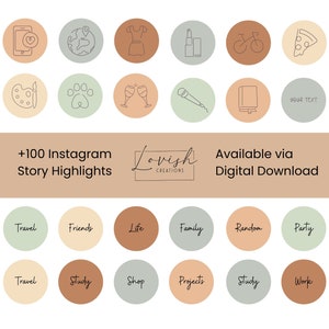 Set of Instagram Highlight Stories Covers with Earthly and Neutral tones