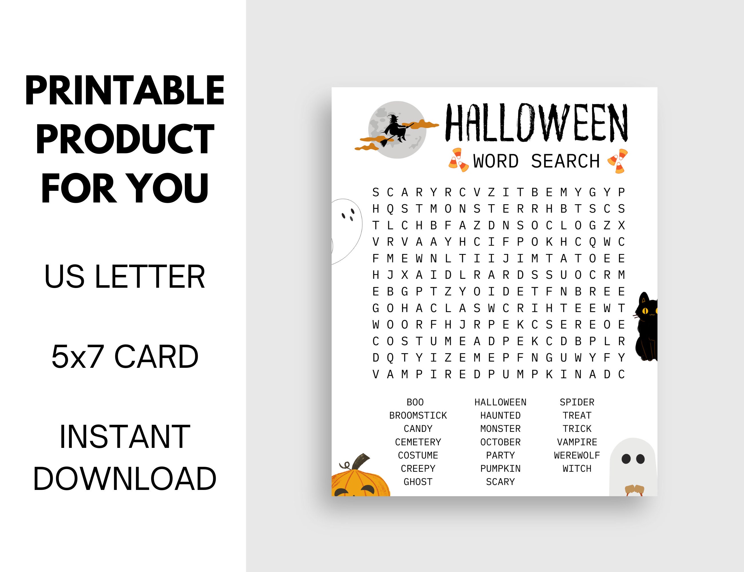Halloween Word Search Puzzle Game Great for Kids, Classrooms, Parties ...