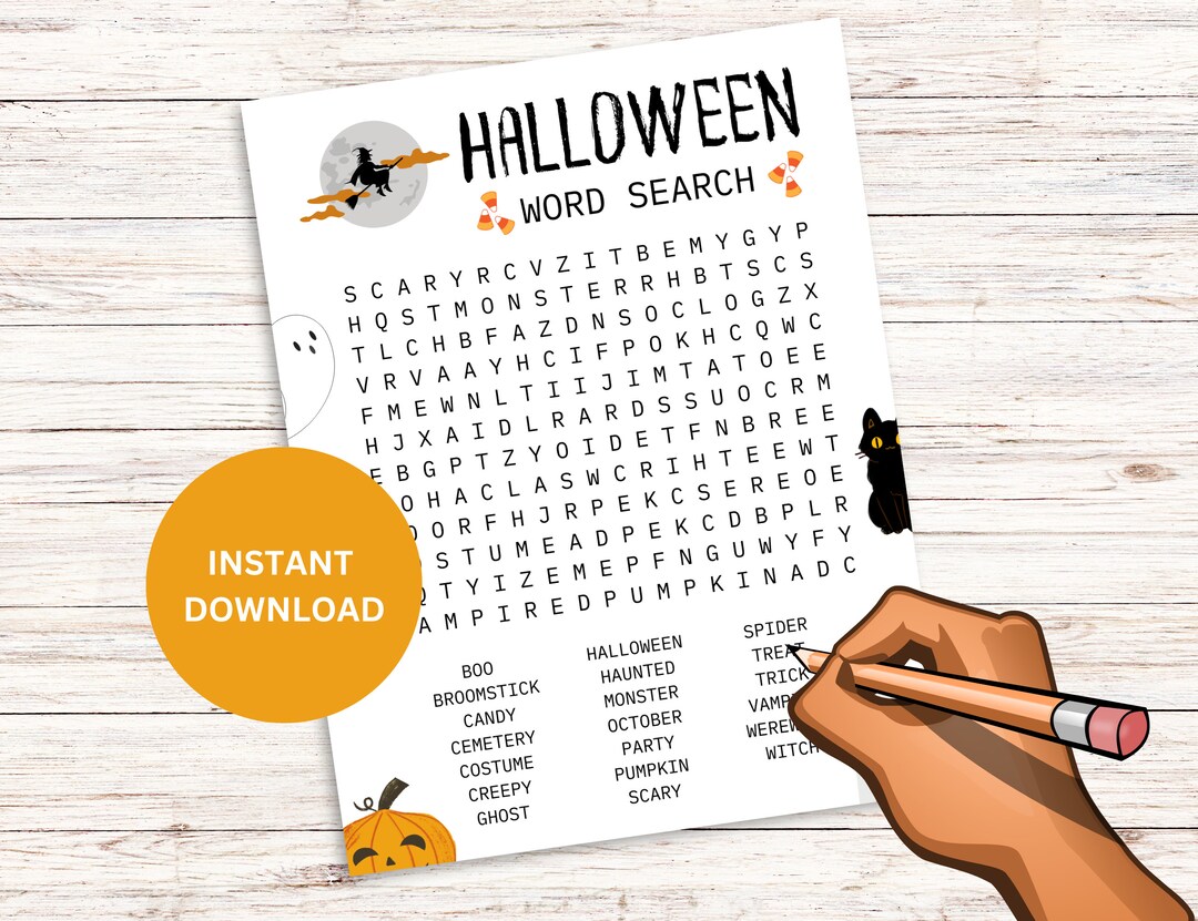 Halloween Word Search Puzzle Game Great for Kids, Classrooms, Parties ...