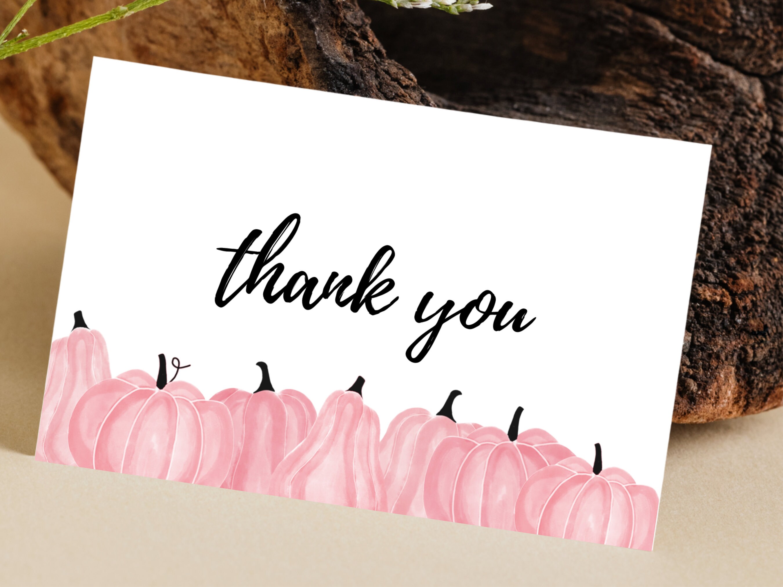 Pumpkin Thank You Cards, Pink Pumpkins, Baby Girl Thank You Cards ...