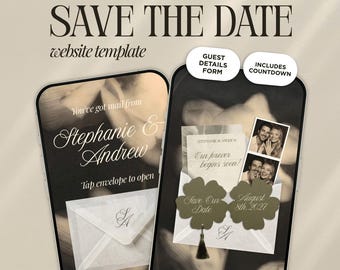 Vintage Save The Date Hochzeitswebsite Vorlage | Elegante Animierte Einladung | Sofortiger Zugriff