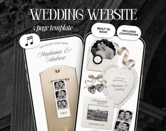 Ivory Wedding Website Template | 5-Page Canva Design with RSVP (Digital Download)