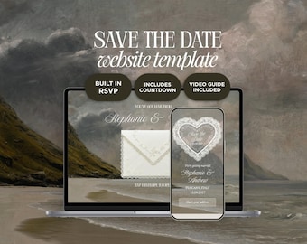 Altes Geld Save The Date Hochzeitswebsite Vorlage | Animierte Einladung | Sofortiger Zugriff