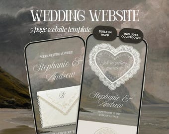 Old Money Wedding Website Template Canva | Brown Digital Invitation with Built-in RSVP | Instant Access