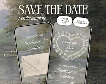 Altes Geld Save The Date Hochzeitswebsite Vorlage | Schwan | Animierte Einladung | Sofortiger Zugriff