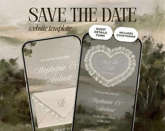 Altes Geld Save The Date Hochzeitswebsite Vorlage | Animierte Einladung | Sofortiger Zugriff