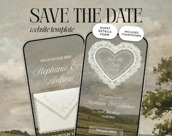Western Save The Date Hochzeitswebsite Vorlage | Sage Green Animierte Einladung | Sofortiger Zugriff