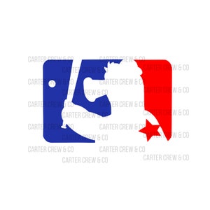 May include: A baseball-themed logo design in red, white, and blue. The design features a baseball bat, a baseball, and a star. The text "CARTER CREW & CO" is repeated around the logo.