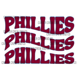 Philly Golvende Tekst - Honkbal - Phillies - Philadelphia - Old School Colors - Digitale Download - PNG SVG