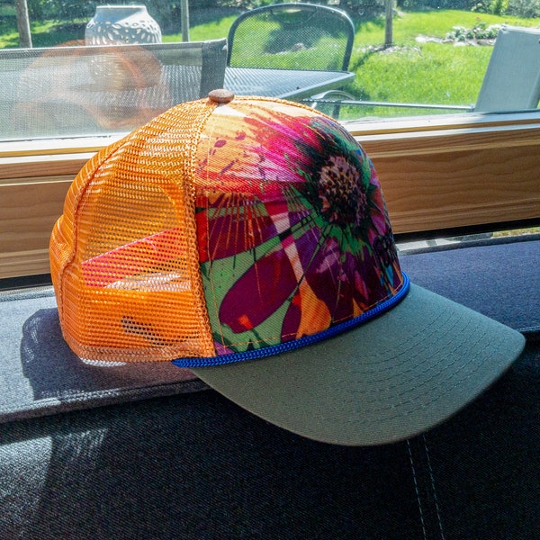 Floral Trucker Hat Etsy