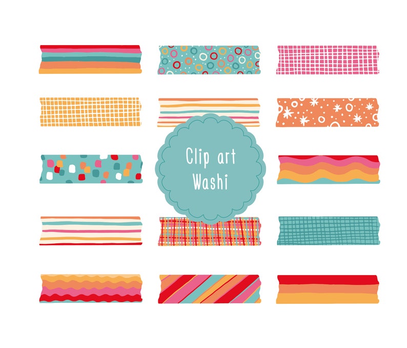 15 PNG Clip Art Washi Tape Clip Art Patterns Colorful Etsy