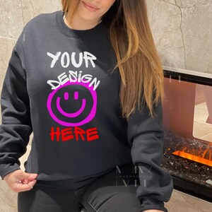 18000 Gildan Sweatshirt Mockup - Mockup - Black Color Sweatshirt Mockups - fall Mockup - black Gildan Sweatshirt mockup - Christmas Mockup