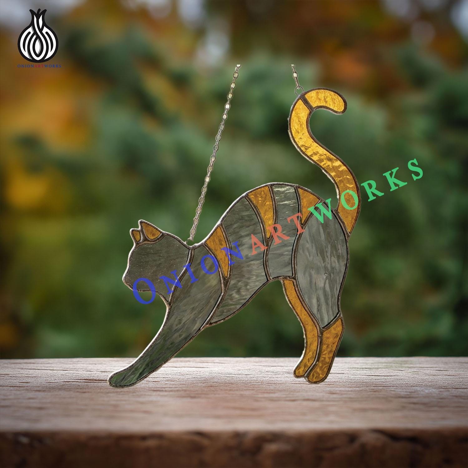 Jumping Cat Stained Glass Pattern | Cute Kitty Suncatcher Template ...
