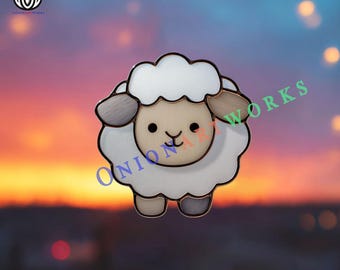 Modello di vetro colorato con pecorella carina / Modello di acchiappasole con animali da fattoria / Adorabile design artistico in vetro con agnello / Download PDF SVG