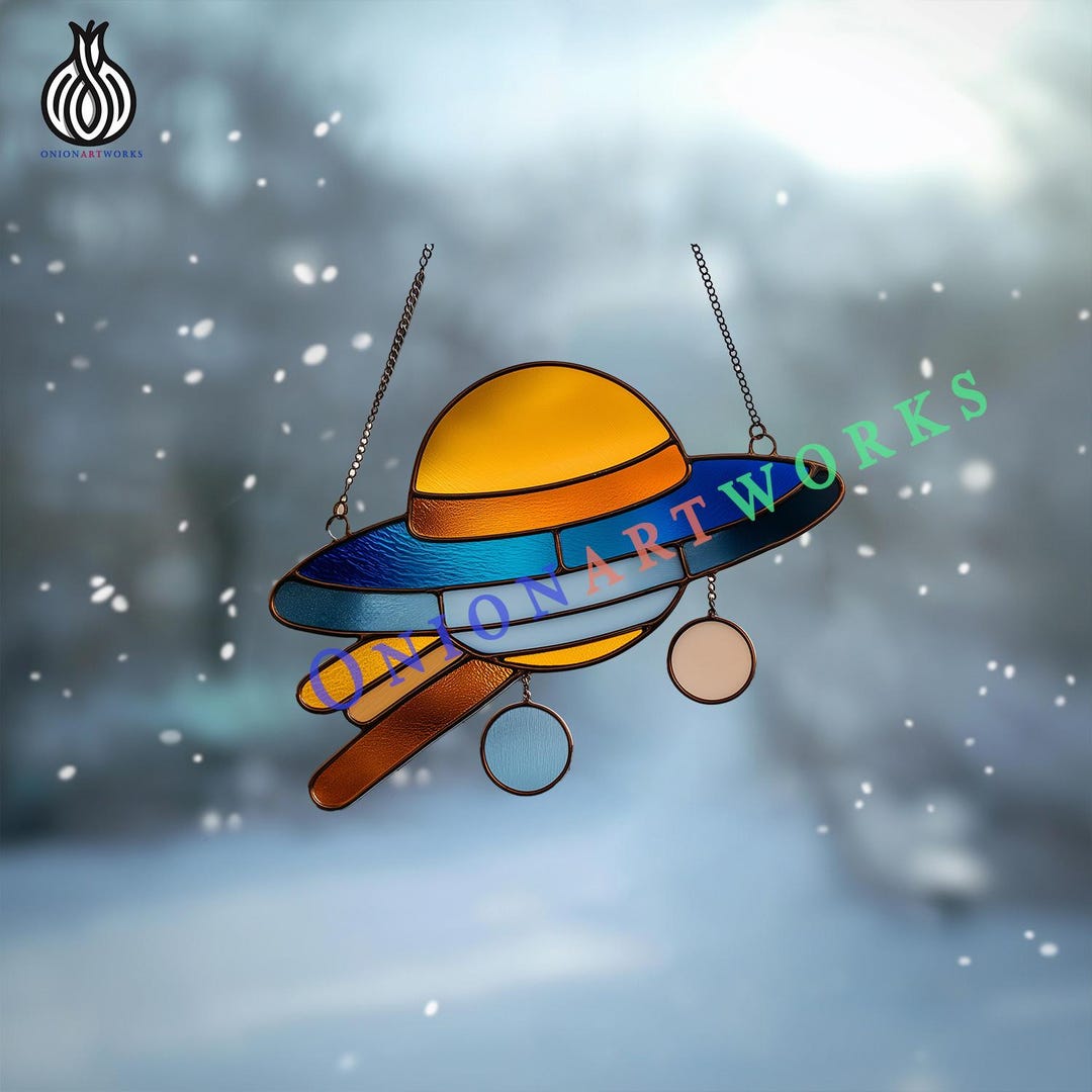 Mereor Pattern UFO & Meteor Stained Glass Pattern | Sci Fi Suncatcher Template | Space ...