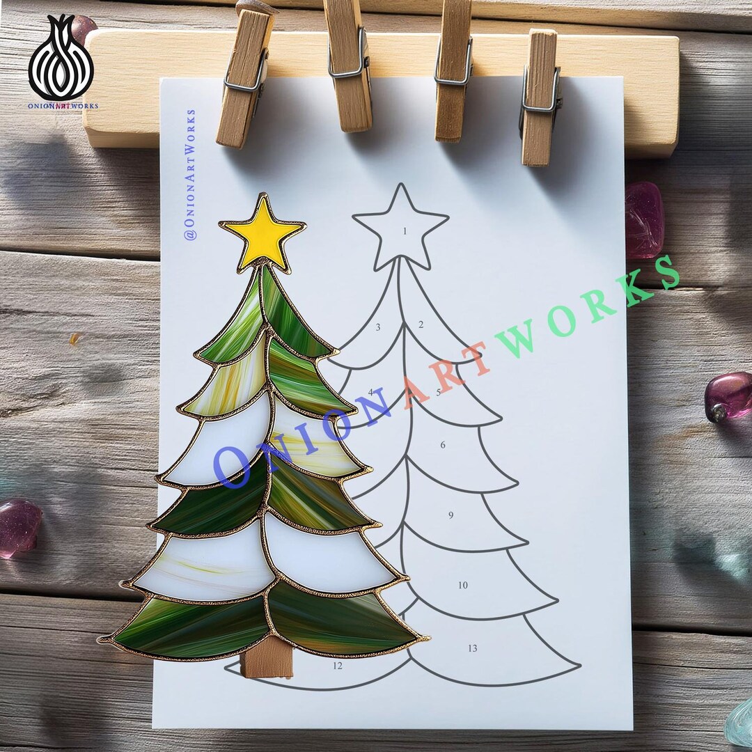 Christmas Tree Stained Glass Pattern | Holiday Suncatcher Template ...