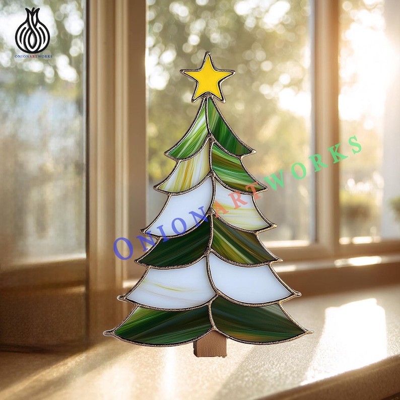 Christmas Tree Stained Glass Pattern | Holiday Suncatcher Template ...