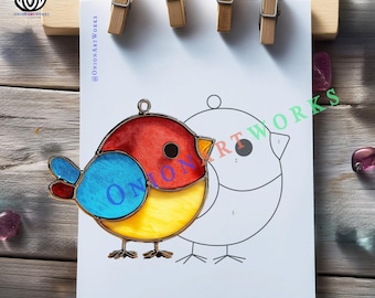 Bird Suncatcher Stained Glass Pattern | Beginner Friendly DIY Glass Art | Printable Window Hanging Design | PDF SVG Download