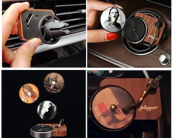 Custom pop star Car air freshener, Car Vent Clip Perfume diffusers, Mini record player for car, Turntable Freshener, Cute car decor,