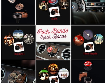 Custom Rock bands Car air freshener, Car Vent Clip Perfume diffusers, Mini record player for car, Turntable Car, Gift for  him, Gift for her