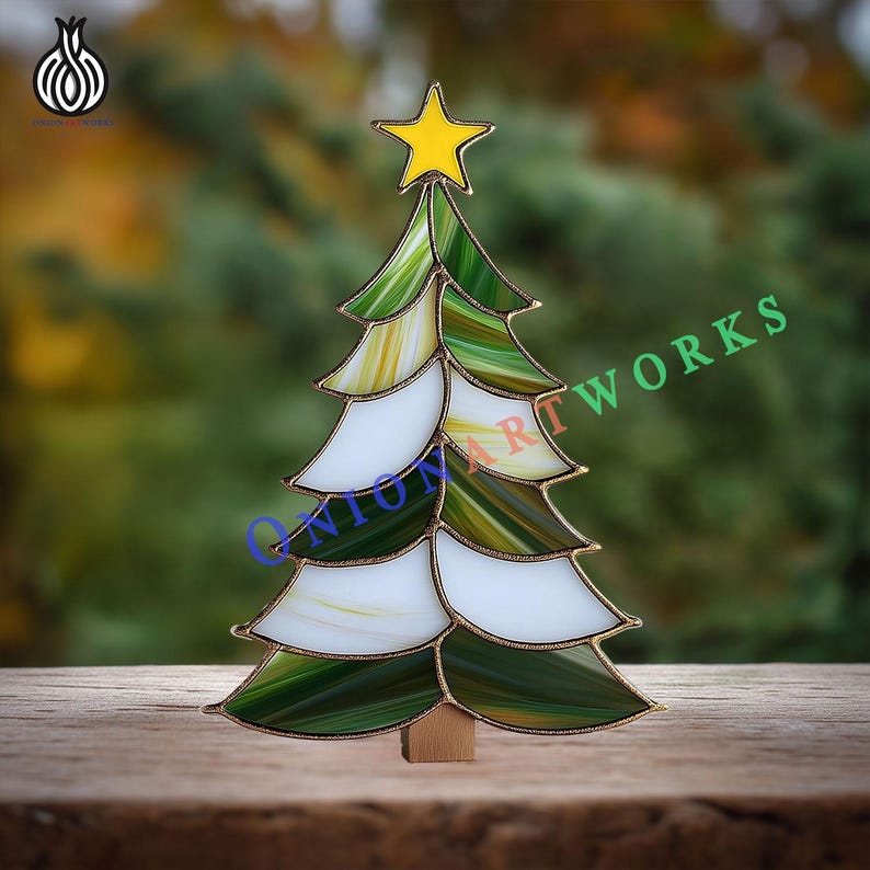 Christmas Tree Stained Glass Pattern | Holiday Suncatcher Template ...