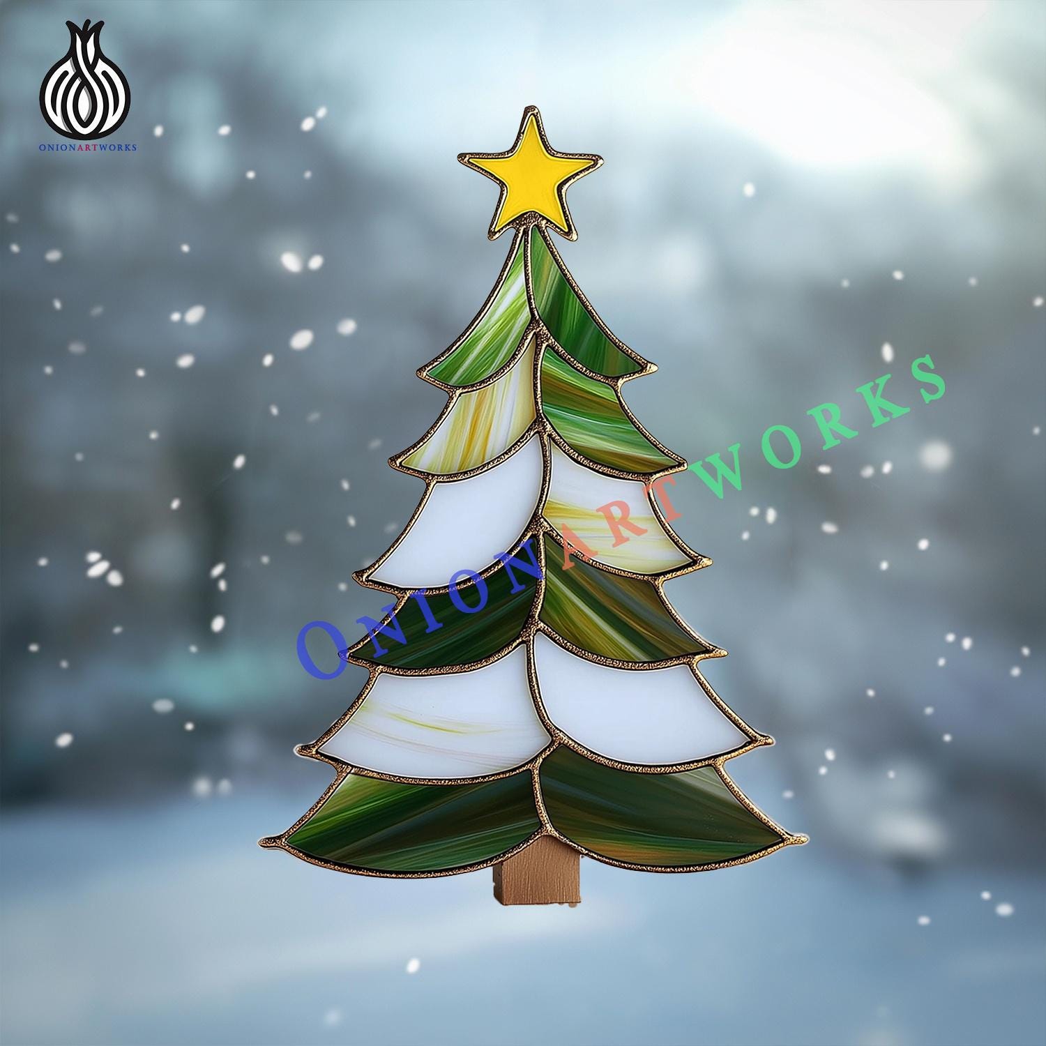 Christmas Tree Stained Glass Pattern | Holiday Suncatcher Template ...
