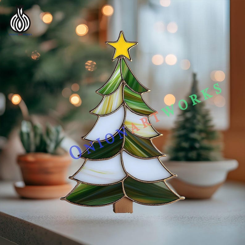 Christmas Tree Stained Glass Pattern | Holiday Suncatcher Template ...