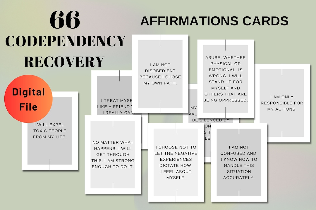 Codependency Healing Affirmation Cards, 60 Codependency Recovery