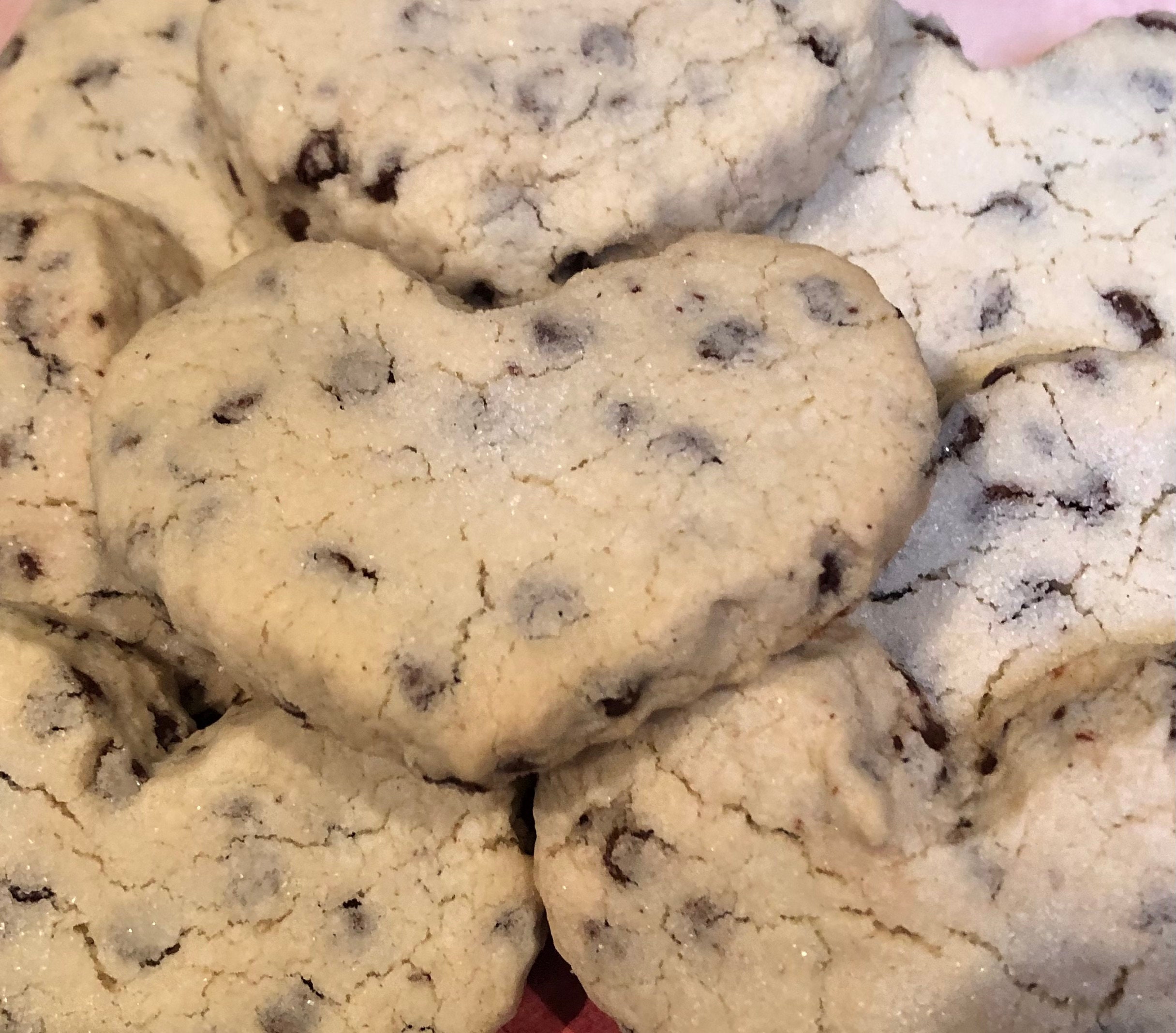 Gluten-Free Chocolate Chip Shortbread Heart Cookies