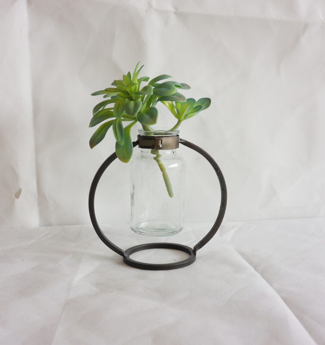 Glass Planter Terrarium With Metal Stand Flower Vase for Home Etsy