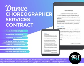Comprehensive Dance Choreographer Contract Agreement Template, Editable Google Document, Instant Download