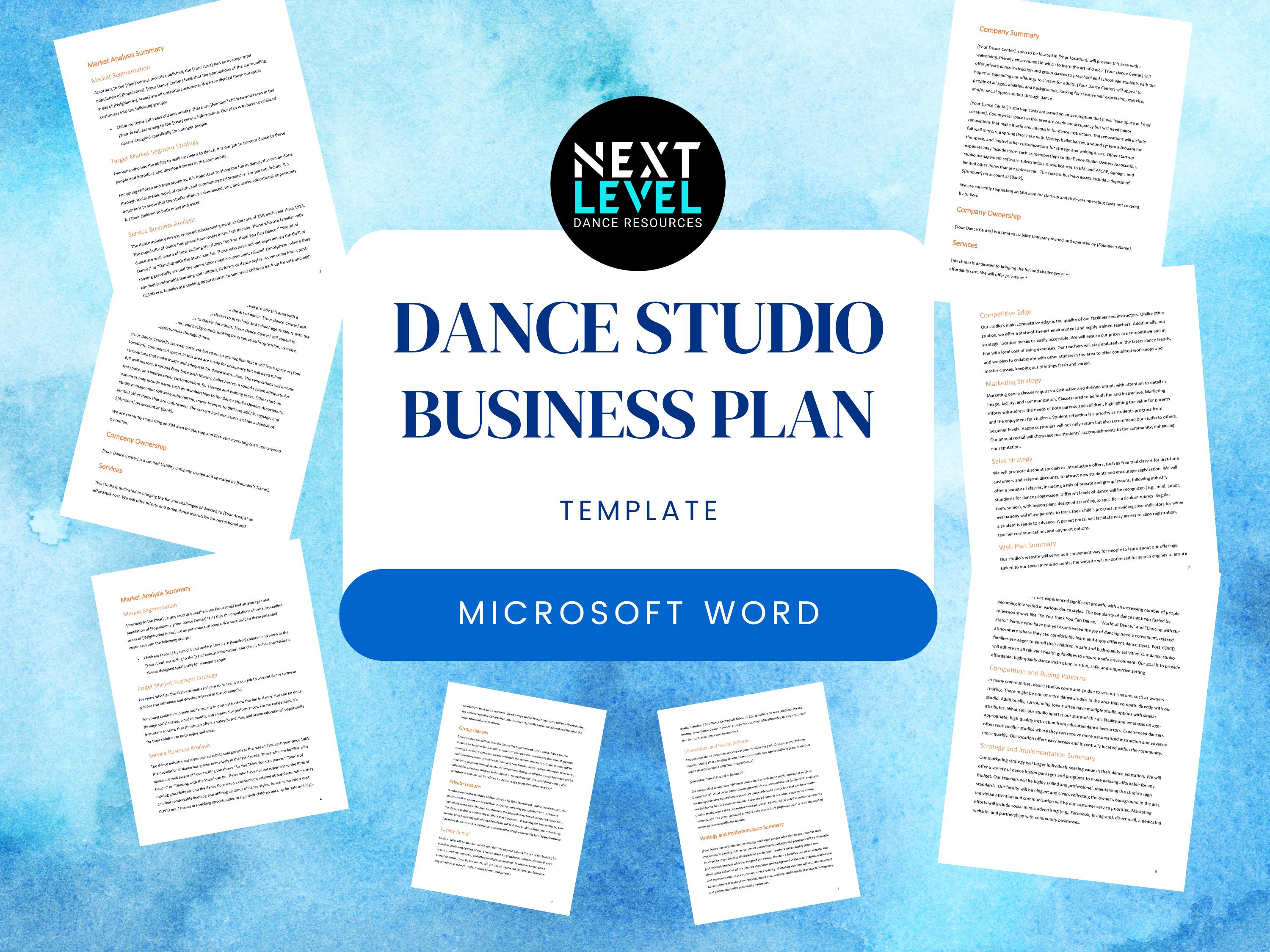 Image 2 for Free Dance Studio Business Plan Template