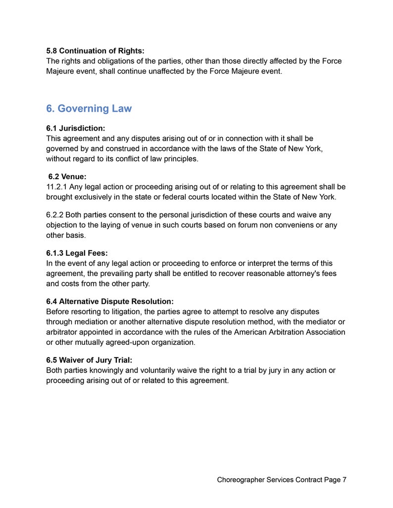 Comprehensive Dance Choreographer Contract Agreement Template, Editable Comprehensive Dance Choreographer Contract Agreement Template, Editable