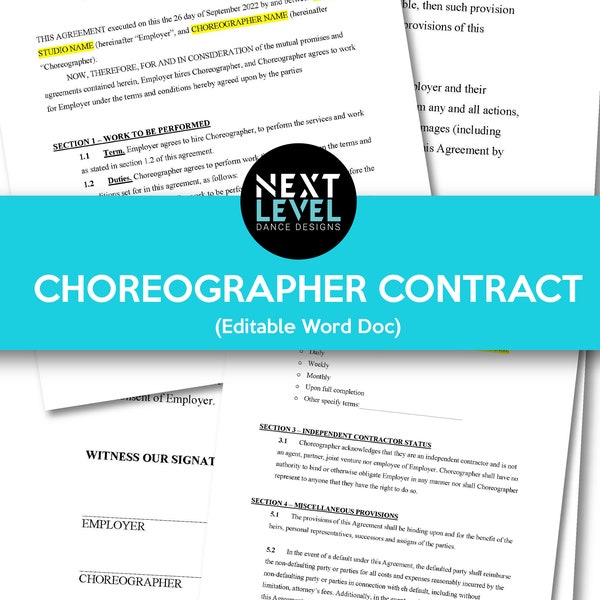 Agreement template etsy