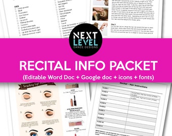 MS Word Document - Essential Dance Recital Info Packet: Detailed Booklet & Packet - Instant Digital Download!