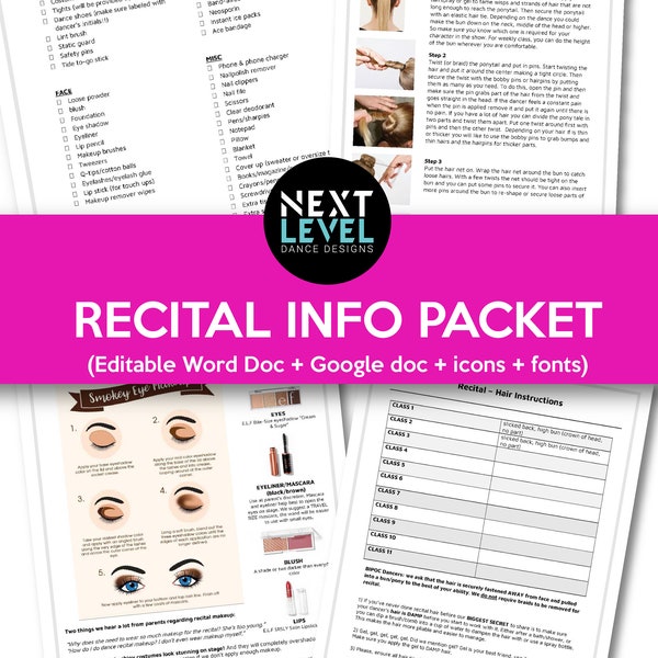 MS Word Document - Essential Dance Recital Info Packet: Detailed Booklet & Packet - Instant Digital Download!