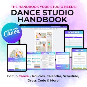 Manual de estudio de danza, plantilla personalizable de Canva (descarga digital)