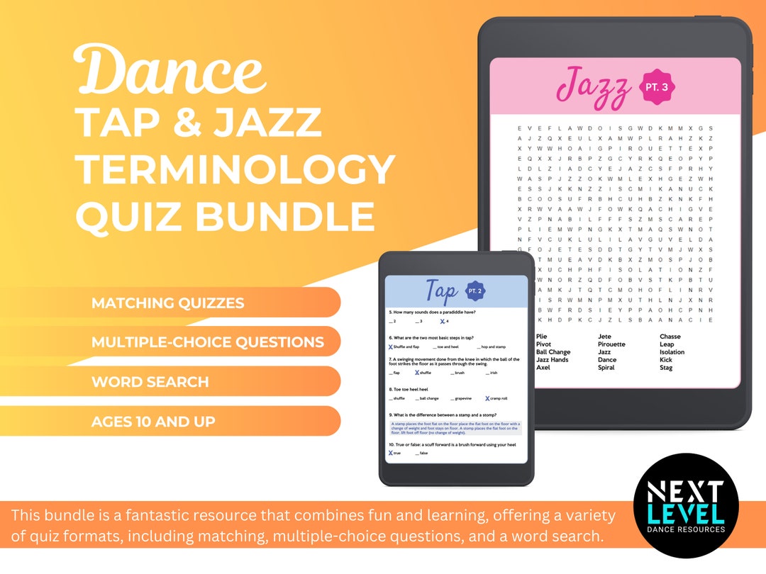 Jazz and Tap Dance Terminology Quiz, Fun Learning Activity for Dancers