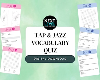 Dance Teacher Jazz & Tap Vocabulary Quiz, Fun Learning (Digital Download)